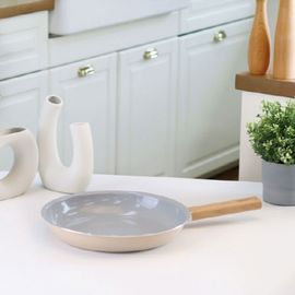 [M.v.Eisenberg] ERST IH Ceramic Pan Series – 28cm Frying Pan, 28cm Wok | Non-Stick, Natural Mineral Coating, Induction-Compatible, Easy to Clean, with Elegant Wood Handle